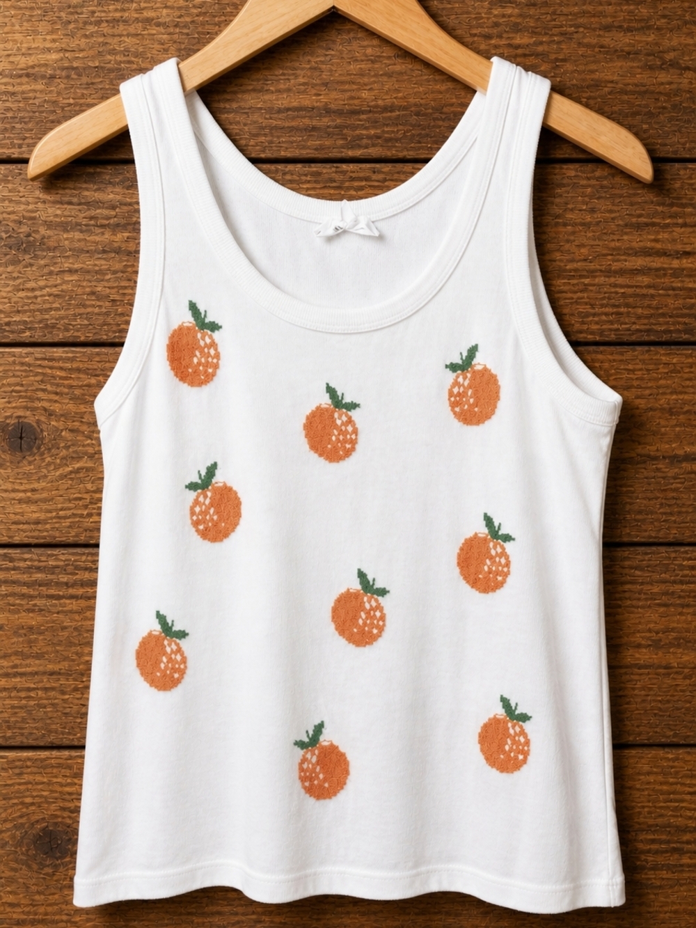 LOFT White Tank Top with Orange Print - Picture 2 of 3